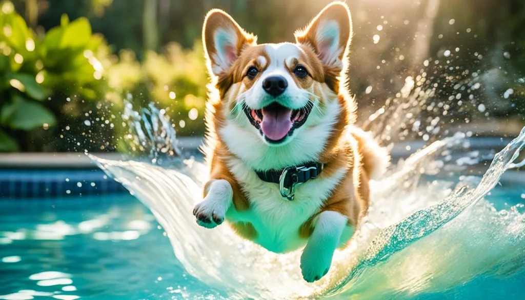 Senior Corgi Swimming