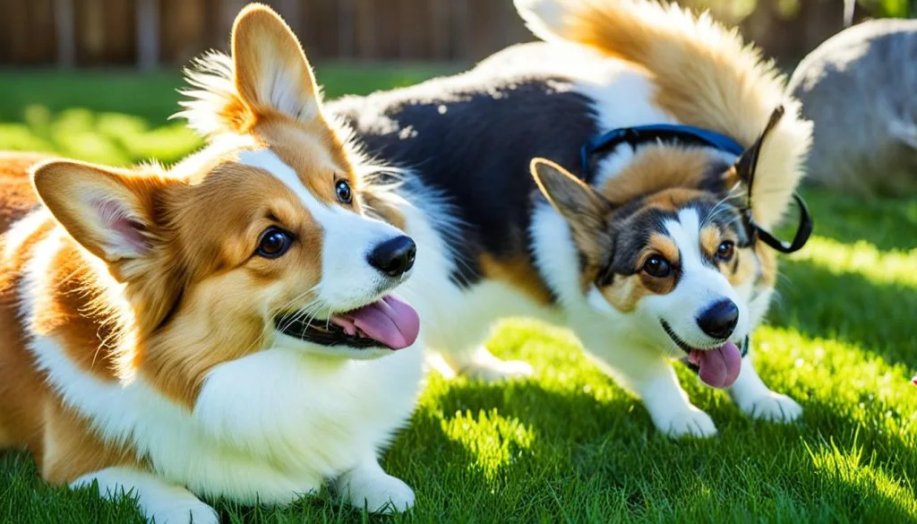 cat and Corgi interaction