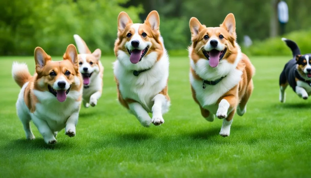 corgi meeting other dogs