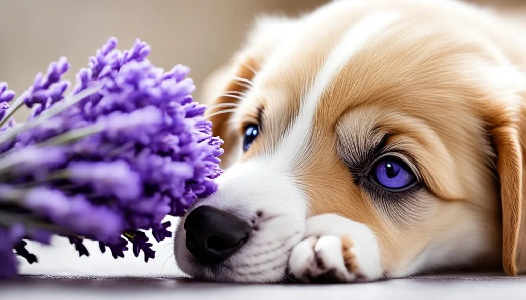 engaging a puppy's nose with relaxing scents