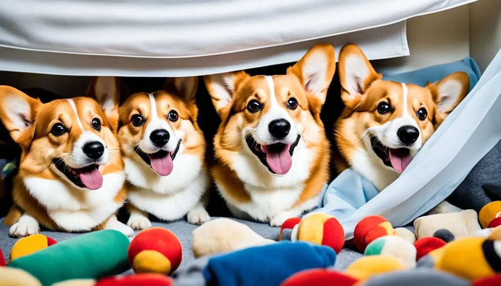 hide and seek with corgis