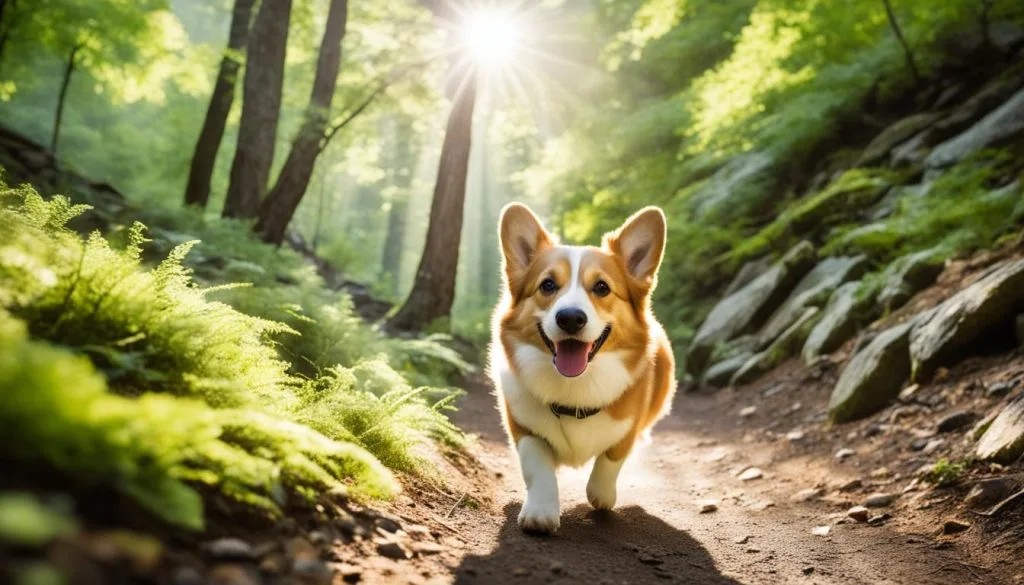 hiking with Corgi