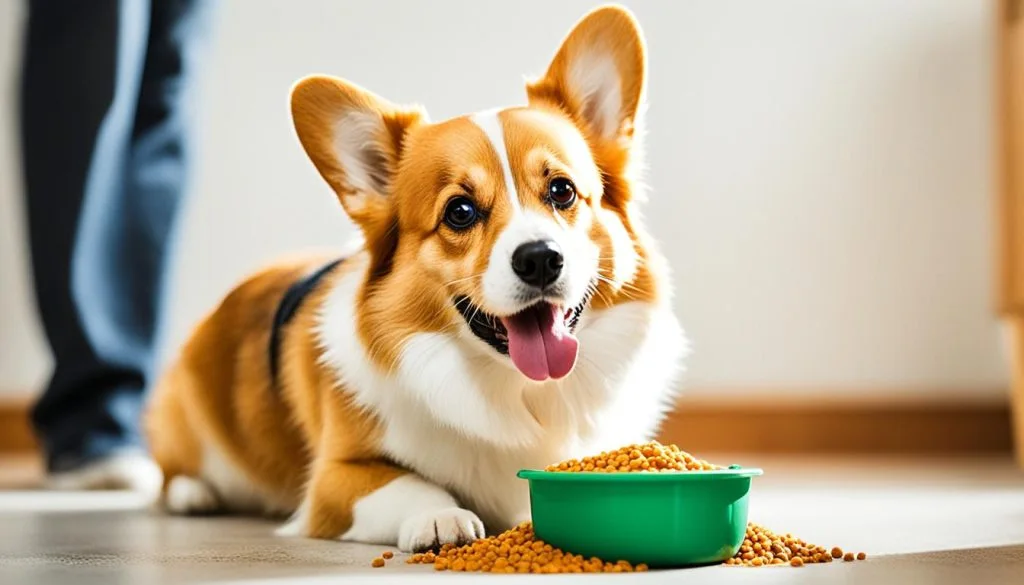measuring food for corgis
