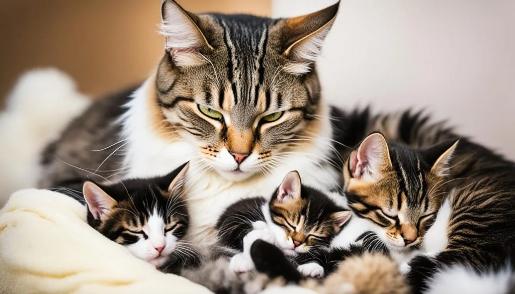 pregnant cat nursing