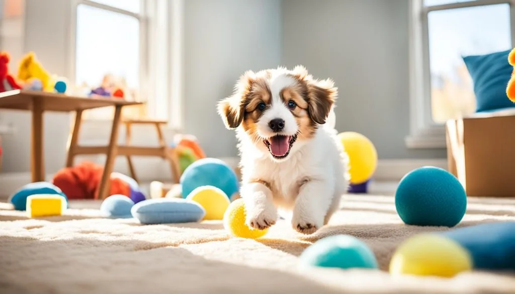 puppy playing indoors