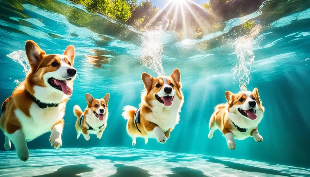 swimming for corgis