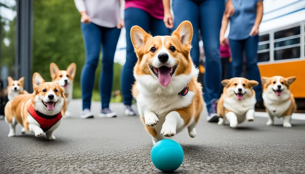 teaching Corgis to play fetch